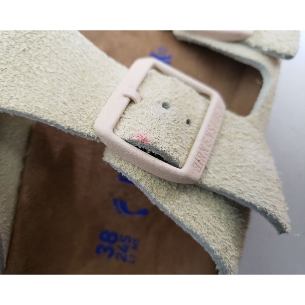 Birkenstock Arizona Soft Footbed Almond Suede Sandals Size 38 Narrow - Picture 7 of 8